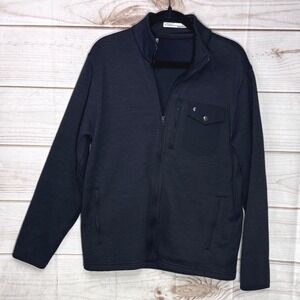 Criquet Mens Full Zip Sweater Jacket Navy Blue Mock Neck Chest Pocket Size M